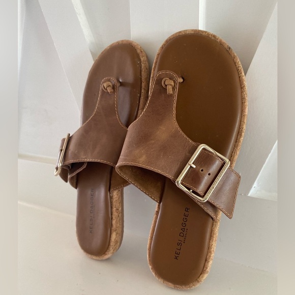 Kelsi Dagger New Brown Anthropologie Sandals size 9 Bohemian Soft Cork Bottoms - Picture 2 of 8
